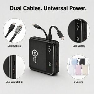 พาวเวอร์แบงค์แบบสายในตัว ความจุ 20000mAh ชาร์จเร็วสุด 22.5W <span class=keywords><strong>หน้า</strong></span><span class=keywords><strong>จอ</strong></span> LED แบตเตอรี่โพลิเมอร์ ช่องเสียบ USB C และช่องเสียบ USB คู่ สำหรับการเดินป่า - Product Image 2