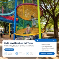 Plateforme d'escalade en filet de corde arc-en-ciel multicouche pour parc communautaire et aire de jeux, Fournisseur fabricant