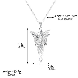 WOWEI Offre Spéciale à la mode Seigneur des anneaux étoile du soir elfe princesse argent plaqué alliage cristal collier pour femmes bijoux cadeau - Product Image 3