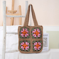 Nouveau Sac de Plage 2025 en Tissu Creux à Bandoulière Unique, Grande Capacité, Sac Bandoulière Floral pour Femme, Sac à Main Polyvalent Style Occidental