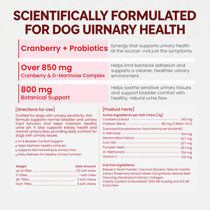 OEM Extrait de Canneberge Vitamine C Haute teneur en protéines Bio Santé Digestive Friandises à Mâcher Souples Nettoyage des Voies Urinaires Soutien de la Vessie <span class=keywords><strong>pour</strong></span> <span class=keywords><strong>Chiens</strong></span> - Product Image 4
