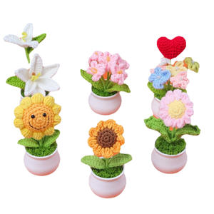 Petite fleur artificielle en fil fini, tournesol, muguet, tulipe, en pot, pour décoration de maison, de bureau, Saint-Valentin, pour enseignant - Product Image 5