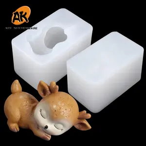 AK 3D Deer Shaped Resin Jewelry Silicone Mold for Animal Soap and Candle Fondant Molds