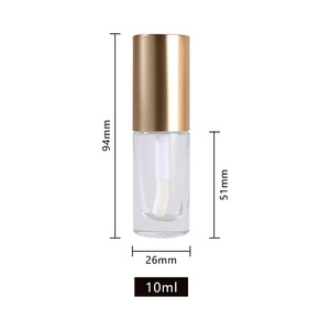 Botella de vidrio para cosméticos de 10 ml, cilíndrica, con acabado mate y tapa con brocha para brillo labial y base de maquillaje. - Product Image 1