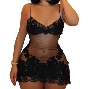 Robe de nuit sexy en dentelle transparente style vacances, maillot de bain, robes dos nu pour femmes, mode - Product Image 4