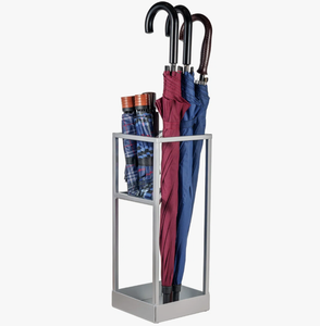 Porte-parapluie et porte-manteau en métal gris style Mid-Century, robuste, finition thermolaquée, artisanat métallique, best-seller, échantillon gratuit - Product Image 1