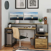 Bureau d'ordinateur avec tiroir et étagères de rangement, grand bureau de maison avec hutch et armoire pour imprimante