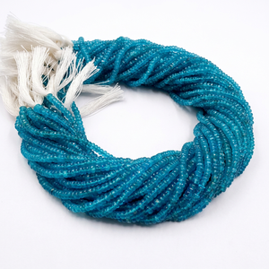 Perles rondes en apatite néon bleue naturelle, 3-4 mm, perles simples, 13 pouces de long - Product Image 1