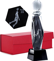 Trophée personnalisé en cristal poli durable, plaque souvenir de football, basketball, tennis, médaille sportive de soccer gravée au laser