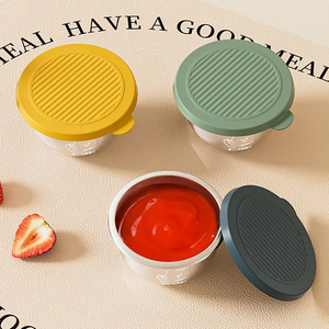 Caja portátil para condimentos Bear, a prueba de fugas, con tapa sellada, caja de almacenamiento pequeña, cubierta de silicona, taza para salsa de acero inoxidable 304 - Product Image 4