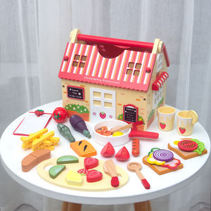 Jouet de cuisine en bois pour enfants, jeu d'imitation de <span class=keywords><strong>restaurant</strong></span> occidental, fruits et légumes à découper, jouets éducatifs en bois pour enfants - Product Image 3