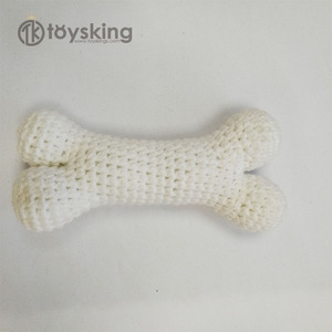 ของเล่นเคี้ยวรูปกระดูกน่ารักตลกๆ สำหรับสุนัข ยี่ห้อ TK Wholesale ทำจากขนสัตว์ผสมใยฝ้าย PP พร้อมเสียงบีบมีเสียง ของเล่นถักโครเชต์รูปอาหารสัตว์เลี้ยง - Product Image 3