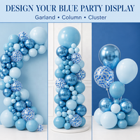 Kit de décoration pour fête d'anniversaire de bébé garçon, 1er anniversaire, bleu chrome mat, bleu clair, bleu ciel, guirlande d'arche de ballons et de confettis
