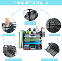 Organisateur de bac à papier à lettres à 5 niveaux avec tiroir et 2 porte-stylos organisateurs de bureau et accessoires pour fournitures de bureau