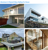 Villa Balcon Clôture Garde-corps en verre sans cadre pour appartement Aluminium Verre U Canal Pont Balustrade