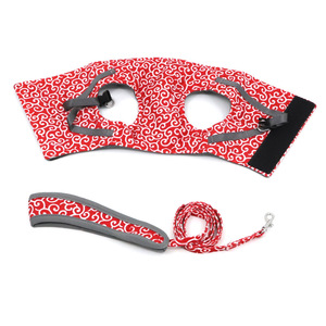 Cat Harness Vest Adjustable Chest Strap Red White Pattern Small Cat Walking Leash - Product Image 4