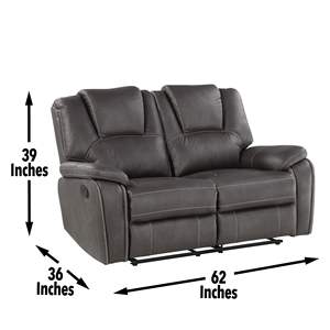 DB Katrine Manual <b>Loveseat</b> in Black with Charcoal PU <b>Recliner</b> Chair - Product Image 2