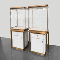 Vitrine de présentation de bijoux en verre sur mesure, table rectangulaire en bois peint blanc, comptoir de présentation de bijoux pour boutique de bijoux