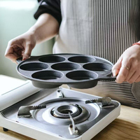 Poêle à œufs en fonte pré-assaisonnée à 7 trous, mini-poêle à crêpes pour le petit-déjeuner, moule antiadhésif pour muffins, œufs, galettes et hash browns