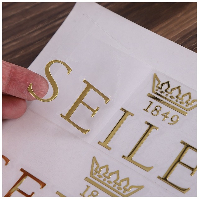 Custom Logo 3d Embossed Label Decals Metallic Stickers, Waterproof Luxury Gold Foil Transfer Metal Stickers