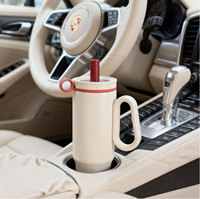 Gobelet isotherme Northfox 40oz (1200ml) en acier inoxydable avec poignée, capuchon anti-poussière hygiénique et paille, compatible porte-gobelet de voiture, anti-fuite