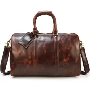 Luxury Single Shoulder Travel Pack Genuine Leather Holdall Weekender Bag Custom Leather Duffel Bags