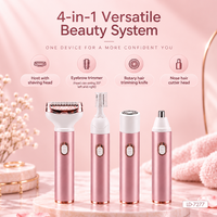 PRITECH Rasoir Électrique 4-en-1 pour Femme, Épilateur Facial, Tondeuse Maillot, Rasoir Sourcils Flexible, Indolore, Rechargeable USB