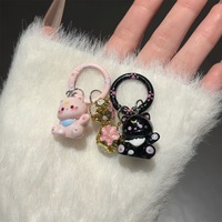 Nouveau porte-clés en PVC motif chat mignon de dessin animé, léger, tendance, étanche, pendentif pour sac d'école, accessoires pour sac de fille