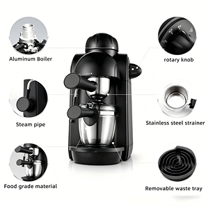 Machine à café expresso semi-automatique de style italien, 4 <span class=keywords><strong>tasses</strong></span>, <span class=keywords><strong>rouge</strong></span> et noir classiques, certifiée CE GS RoHS LFGB ETL, vente en gros - Product Image 6