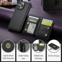 Coque CaseMe Sans Fil pour iPhone 15 Pro Max, Accessoires de Téléphone, Étui Portefeuille en Cuir RFID pour iPhone 17 16 15 Pro Max 14