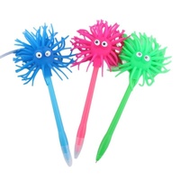 Stylo Bille Anti-Stress en Caoutchouc Orange Personnalisé, Design Créatif, Mignon et Adorable, Tête de Monstre Pieuvre Pelucheuse