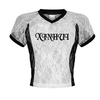 Ensemble deux pièces décontracté pour femme avec col en V et strass, haut court en dentelle à manches courtes et short patchwork sexy, survêtement