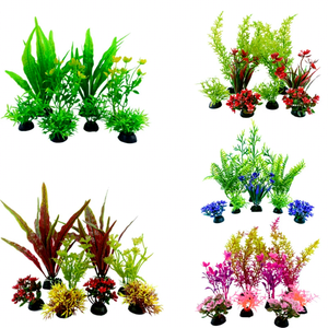Kit Complet de Micro-Paysage Aquatique pour Aquarium : Plantes Aquatiques, Décorations d'Aquarium, Fleurs Artificielles en Plastique - Product Image 1