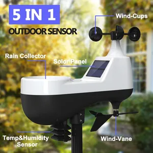 Station météo professionnelle Tuya <span class=keywords><strong>Wi</strong></span>-<span class=keywords><strong>Fi</strong></span> avec hygromètre, thermomètre, calendrier automatique, réveil, capteur UV, capteur de vent et de pluie, prévisions météo - Product Image 4