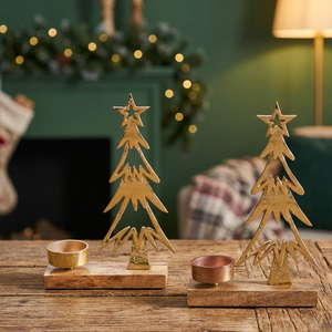 Portavelas y Portacandelas de Metal con Diseño Navideño Iluminado, Moderno, para Decoración del Hogar, Estilo Diya Diwali - Product Image 6