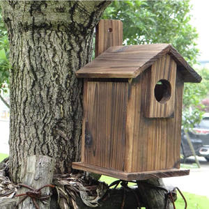 Rustik asılı bahçe ülke evler evi kuş evi dış kutup ile ahşap açık ahşap kuş yuvası - Product Image 5