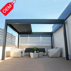 Customizable Size Electric Aluminum Retractable Pergola Aluminium Outdoor Waterproof Retractable Folding Roof Pergola