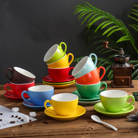 Taza de Café de Porcelana de Lujo con Logotipo Personalizado, Juego de Taza y Platillo para Cappuccino de 220 ml para Cafetería y Hotel