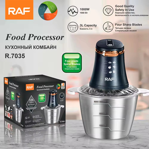 Robot culinaire multifonction en acier inoxydable pour cuisine, hachoir électrique à viande, mini-machine à couper les aliments avec couvercle transparent en cuivre - Product Image 6