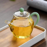 Teko Teh Kung Fu Kaca Borosilikat Tinggi Berbentuk Melon, Tebal, Tahan Panas 200ml, Buatan Tangan, Tiupan Mulut, Ramah Lingkungan