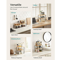 Ensemble de 2 étagères de comptoir de cuisine au design moderne, organisateur d'armoires en métal et bois d'ingénierie avec porte-épices pour le rangement de la cuisine