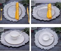 Assiettes de présentation en plastique électroplaqué de 13 pouces, rondes, motif récif, pour la mise en table de mariage et de fête, vente en gros
