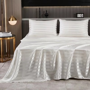 高級感あふれる人気商品 ホテル仕様 ウォッシュドシルク ストライプ柄 キングサイズ ベッドシーツ寝具セット カスタム寝具 - Product Image 3