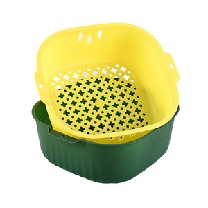 Passoire carrée double couche, fabrication directe usine Chine, commande en gros personnalisée, panier de lavage et d'égouttage pour fruits et légumes de cuisine, FDA/BPA - Product Image 1