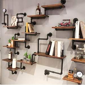 פשוט תעשייתי סגנון קיר מדף רטרו קיר תליית בר קיר מדף ספרים צינור מים פרח מדף - Product Image 2