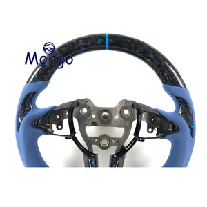 Volante Deportivo Personalizado en Fibra de Carbono Forjada Azul y Gamuza Azul para Hyundai Elantra N, I30N, I20N, Veloster N, M/T CN7 - Product Image 2