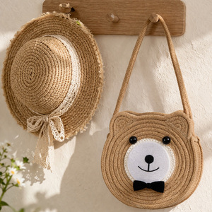 Bolsos de paja, bolsos coreanos tejidos para niños, bolsos de playa, bolsos de mano, lindos bolsos de punto, comercio electrónico transfronterizo. - Product Image 1