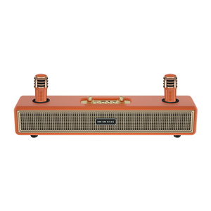 BoomsBass in legno musica suono bar Karaoke macchina con Mini doppio microfono Wireless portatile Karaoke cassa audio per feste a casa - Product Image 6