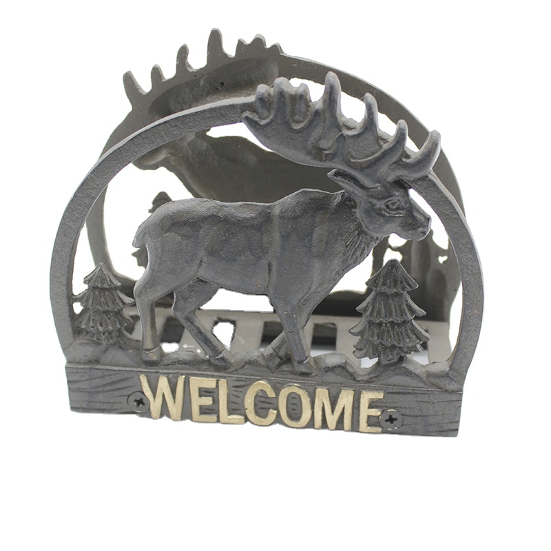 Металлическая Художественная Скульптура ручной работы под названием «Олень приветственный стеллаж для салфеток» античное чугунное украшение домашний декор