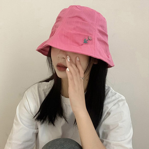 Sombrero tipo pescador para mujer, de lona de algodón rosa, protección solar, primavera y verano, sombrero de pescador, circunferencia de cabeza grande - Product Image 1